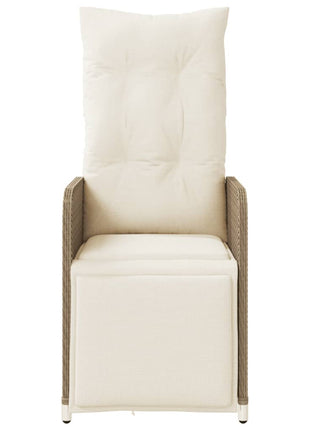 Tuinstoel verstelbaar met kussens poly rattan beige