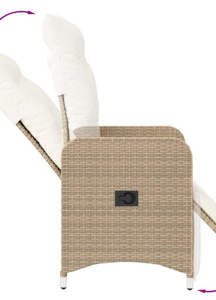 Tuinstoel verstelbaar met kussens poly rattan beige