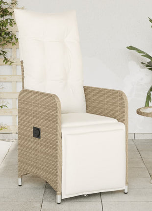 Tuinstoel verstelbaar met kussens poly rattan beige