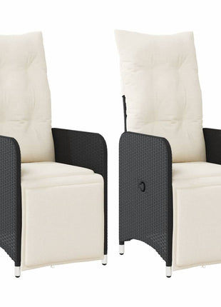 Tuinstoelen 2 st verstelbaar met kussens poly rattan zwart