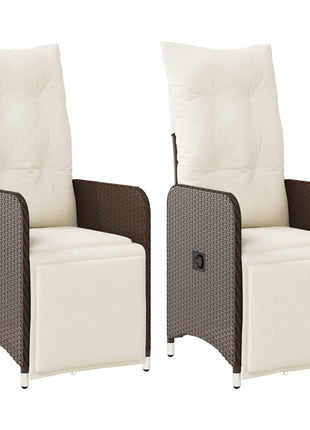 Tuinstoelen 2 st verstelbaar met kussens poly rattan bruin