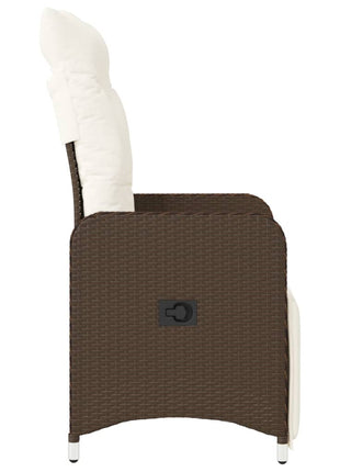 Tuinstoelen 2 st verstelbaar met kussens poly rattan bruin