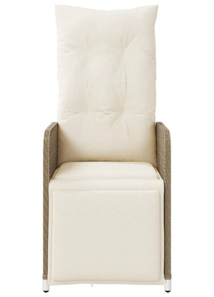 Tuinstoelen 2 st verstelbaar met kussens poly rattan beige