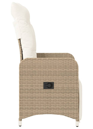 Tuinstoelen 2 st verstelbaar met kussens poly rattan beige