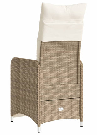 Tuinstoelen 2 st verstelbaar met kussens poly rattan beige