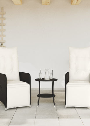 Tuinstoelen 2 st verstelbaar met tafel poly rattan zwart