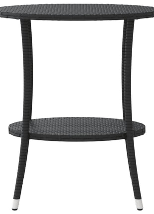 Tuinstoelen 2 st verstelbaar met tafel poly rattan zwart