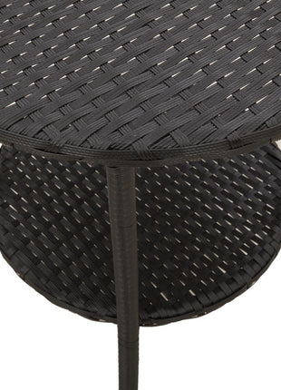 Tuinstoelen 2 st verstelbaar met tafel poly rattan zwart