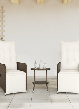 Tuinstoelen 2 st verstelbaar met tafel poly rattan bruin