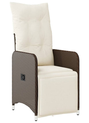Tuinstoelen 2 st verstelbaar met tafel poly rattan bruin