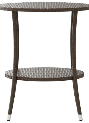 Tuinstoelen 2 st verstelbaar met tafel poly rattan bruin