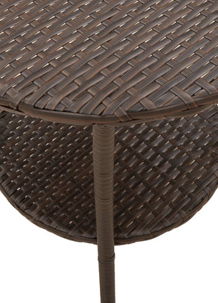 Tuinstoelen 2 st verstelbaar met tafel poly rattan bruin