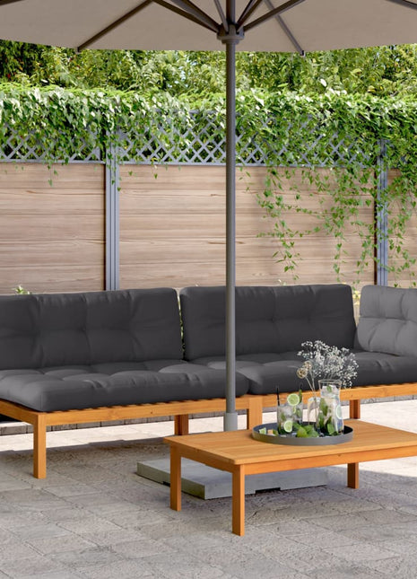 3-delige Loungeset pallet met kussens massief acaciahout