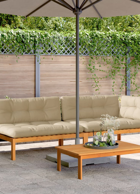 3-delige Loungeset pallet met kussens massief acaciahout