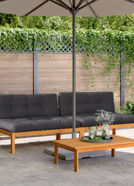Tuinmiddenbanken 2 st pallet met kussens massief acaciahout