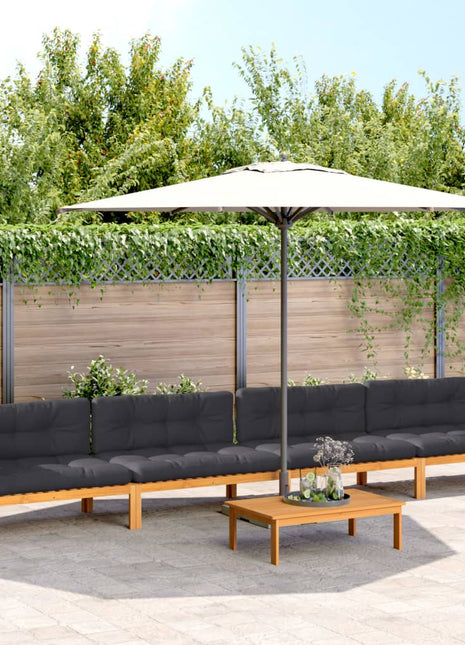 5-delige Loungeset pallet met kussens massief acaciahout