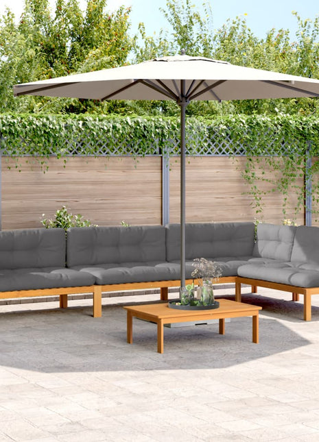 5-delige Loungeset pallet met kussens massief acaciahout