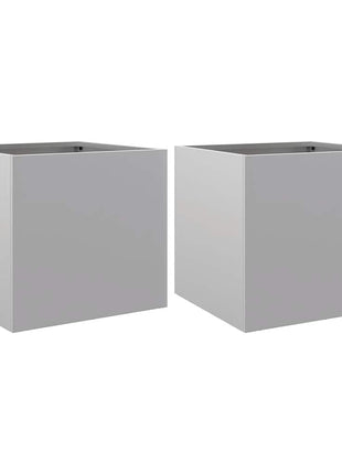 Plantenbakken 2 st 32x30x29 cm gegalvaniseerd staal zilverkleur