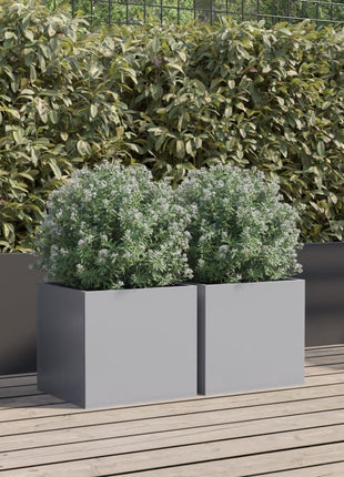 Plantenbakken 2 st 32x30x29 cm gegalvaniseerd staal zilverkleur