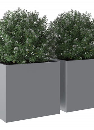 Plantenbakken 2 st 32x30x29 cm gegalvaniseerd staal zilverkleur