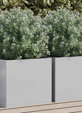 Plantenbakken 2 st 32x30x29 cm gegalvaniseerd staal zilverkleur