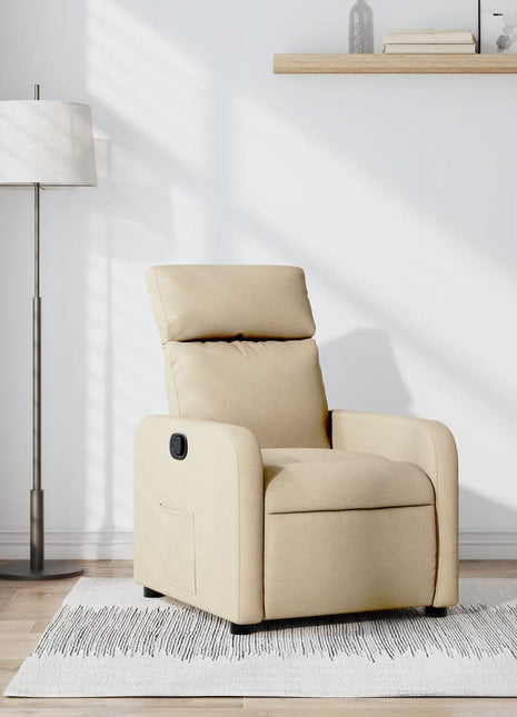 Fauteuil verstelbaar stof crèmekleurig