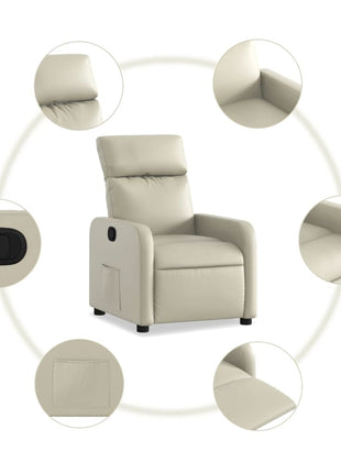 Fauteuil verstelbaar kunstleer crèmekleurig