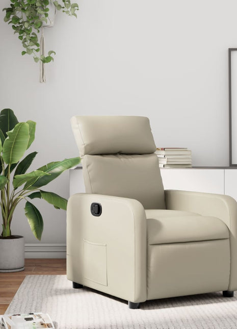 Fauteuil verstelbaar kunstleer crèmekleurig