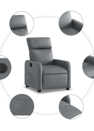 Fauteuil verstelbaar kunstleer grijs