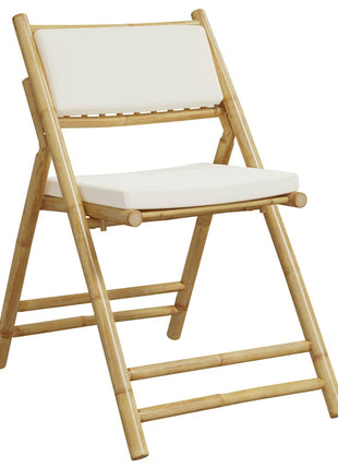 Bistrostoelen 2 st inklapbaar met kussens bamboe crèmewit
