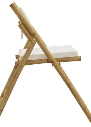 Bistrostoelen 2 st inklapbaar met kussens bamboe crèmewit