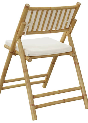 Bistrostoelen 2 st inklapbaar met kussens bamboe crèmewit