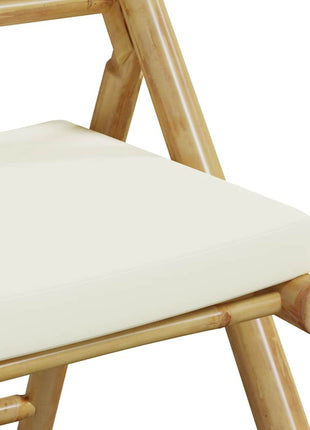 Bistrostoelen 2 st inklapbaar met kussens bamboe crèmewit