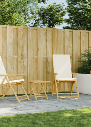 Tuinstoelen 2 st inklapbaar met kussens bamboe