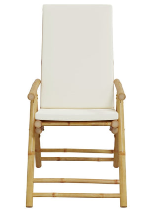 Tuinstoelen 2 st inklapbaar met kussens bamboe