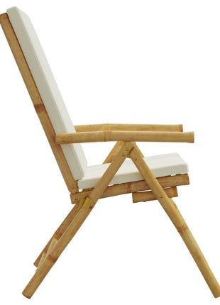 Tuinstoelen 2 st inklapbaar met kussens bamboe