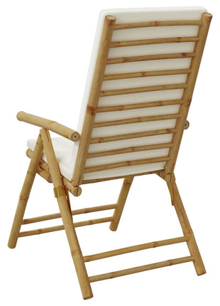 Tuinstoelen 2 st inklapbaar met kussens bamboe