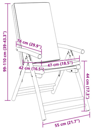 Tuinstoelen 2 st inklapbaar met kussens bamboe