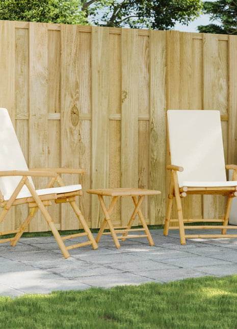 Tuinstoelen 2 st inklapbaar met kussens bamboe