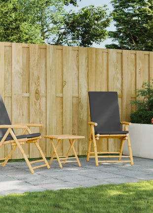 Tuinstoelen 2 st inklapbaar met kussens bamboe