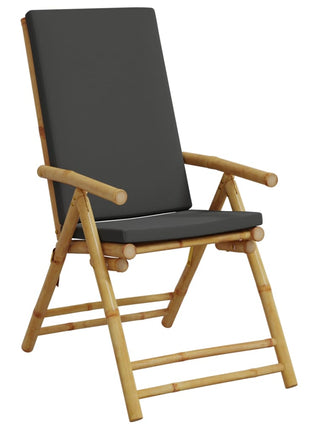 Tuinstoelen 2 st inklapbaar met kussens bamboe