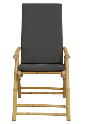 Tuinstoelen 2 st inklapbaar met kussens bamboe