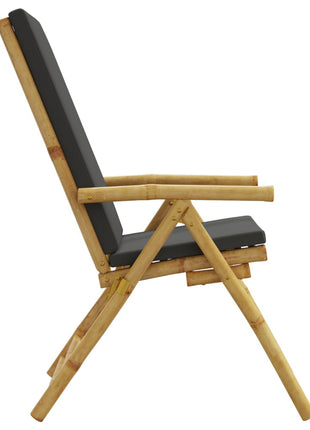 Tuinstoelen 2 st inklapbaar met kussens bamboe