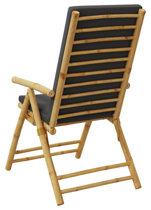 Tuinstoelen 2 st inklapbaar met kussens bamboe