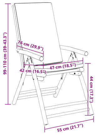 Tuinstoelen 2 st inklapbaar met kussens bamboe