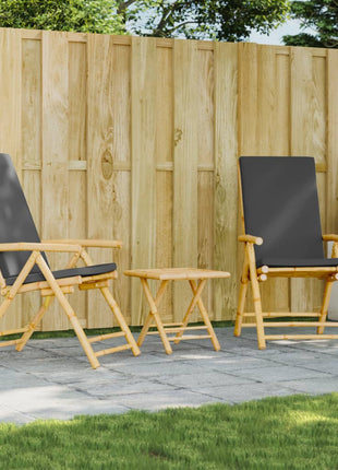 Tuinstoelen 2 st inklapbaar met kussens bamboe