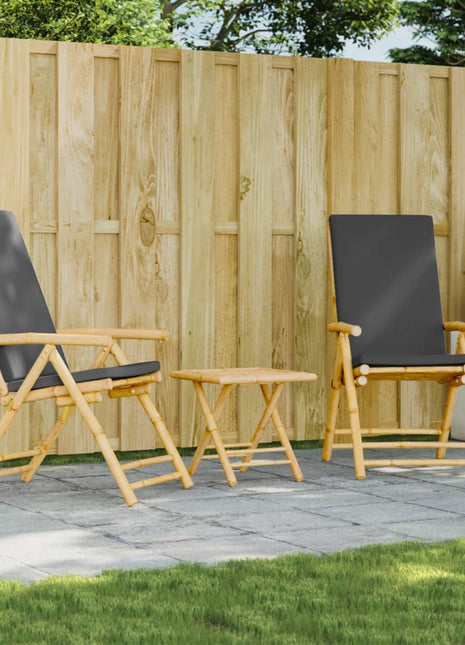 Tuinstoelen 2 st inklapbaar met kussens bamboe