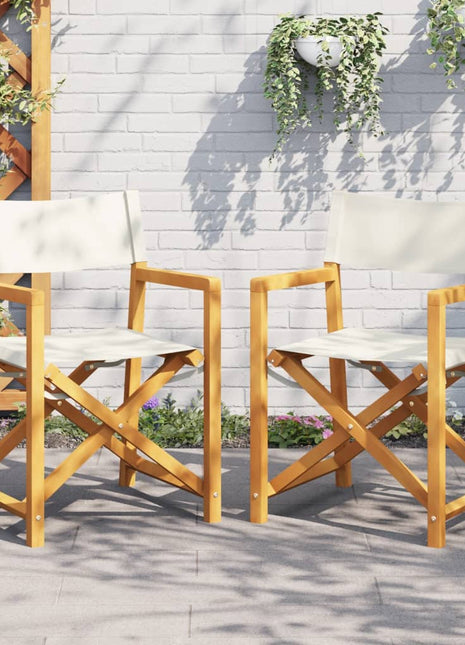 Regisseursstoelen 2 st inklapbaar stof crèmewit