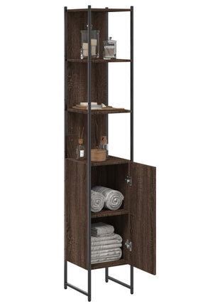 Badkamerkast 33x33x185,5 cm bewerkt hout bruin eikenkleurig