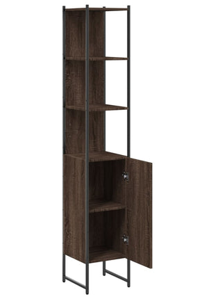 Badkamerkast 33x33x185,5 cm bewerkt hout bruin eikenkleurig